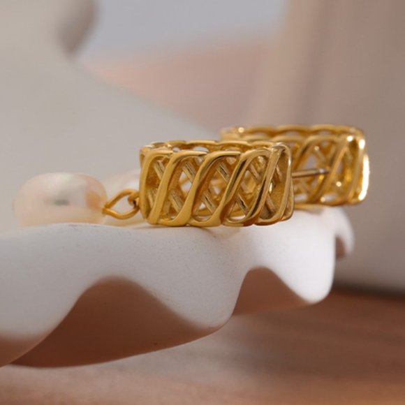 NEW Stainless Steel Natural Freshwater Pearl Dangle Earrings - Picture 6 of 9